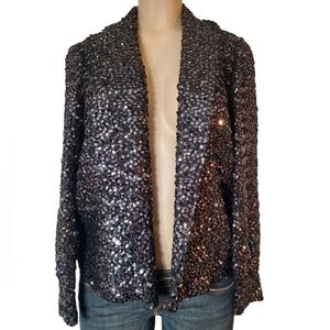 Saks 5th Ave Vintage Black/Gunmetal Sequin Blazer Small